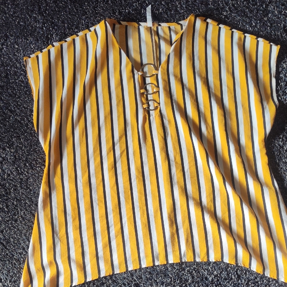 Yellow and White Striped Top